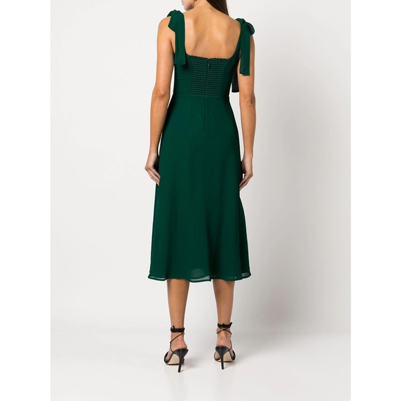 Reformation Smocked Twilight Midi Dress Sleeveless Emerald Green Size 4 NWOT - Picture 5 of 12